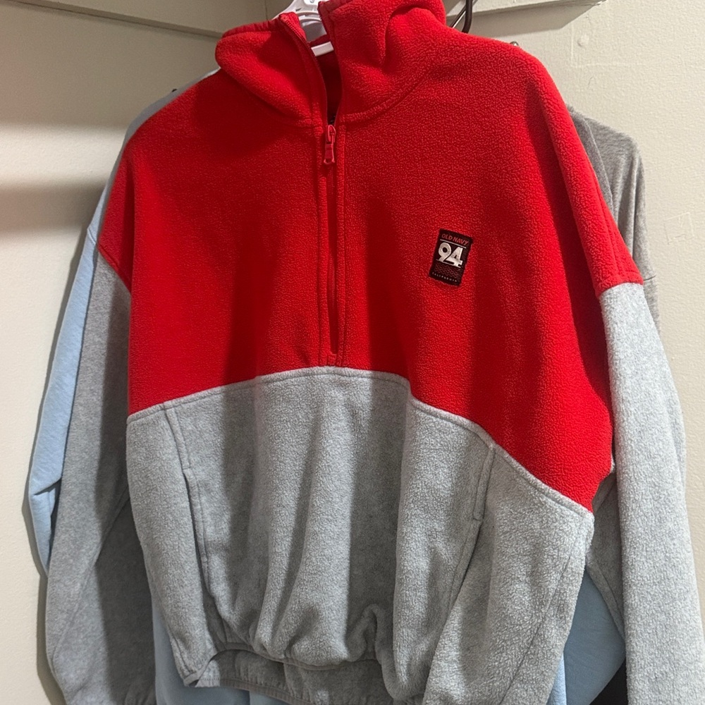 Old Navy Red and Gray Half-Zip